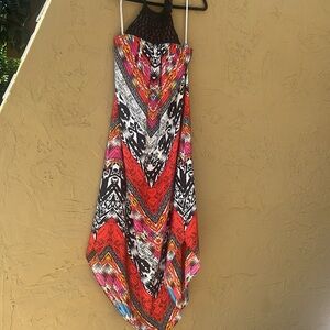 Boston Proper Crochet Halter Neck Ikat Print Maxi Dress
